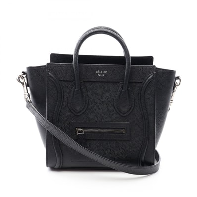 セリーヌ CELINE ラゲージ ナノショッパー 2WAY ハンドバッグ バッグ レザー レディース ブラック系 【中古】