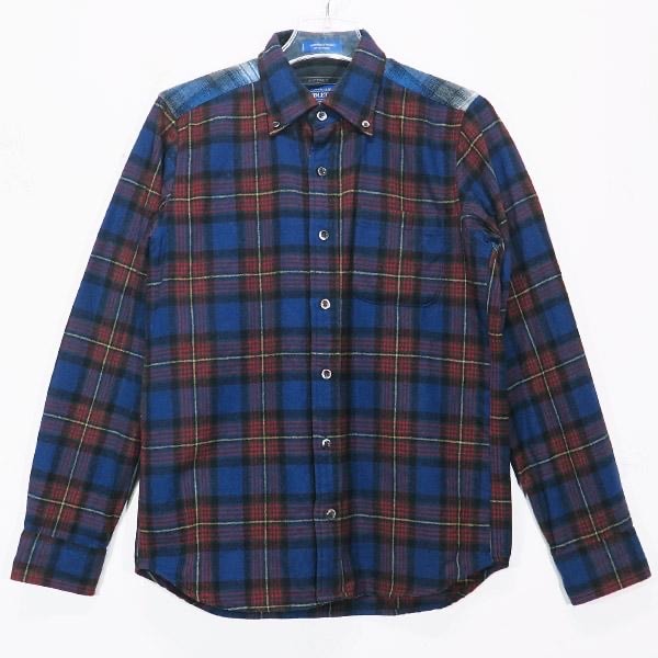 SOPHNET. ソフネット x PENDLETON ペンドルトン 11AW PANEL B.D SHIRT SOPH-112040 パネル ボタンダウン シャツ ロングスリーブ 長袖 レッド ネイビー サイズS