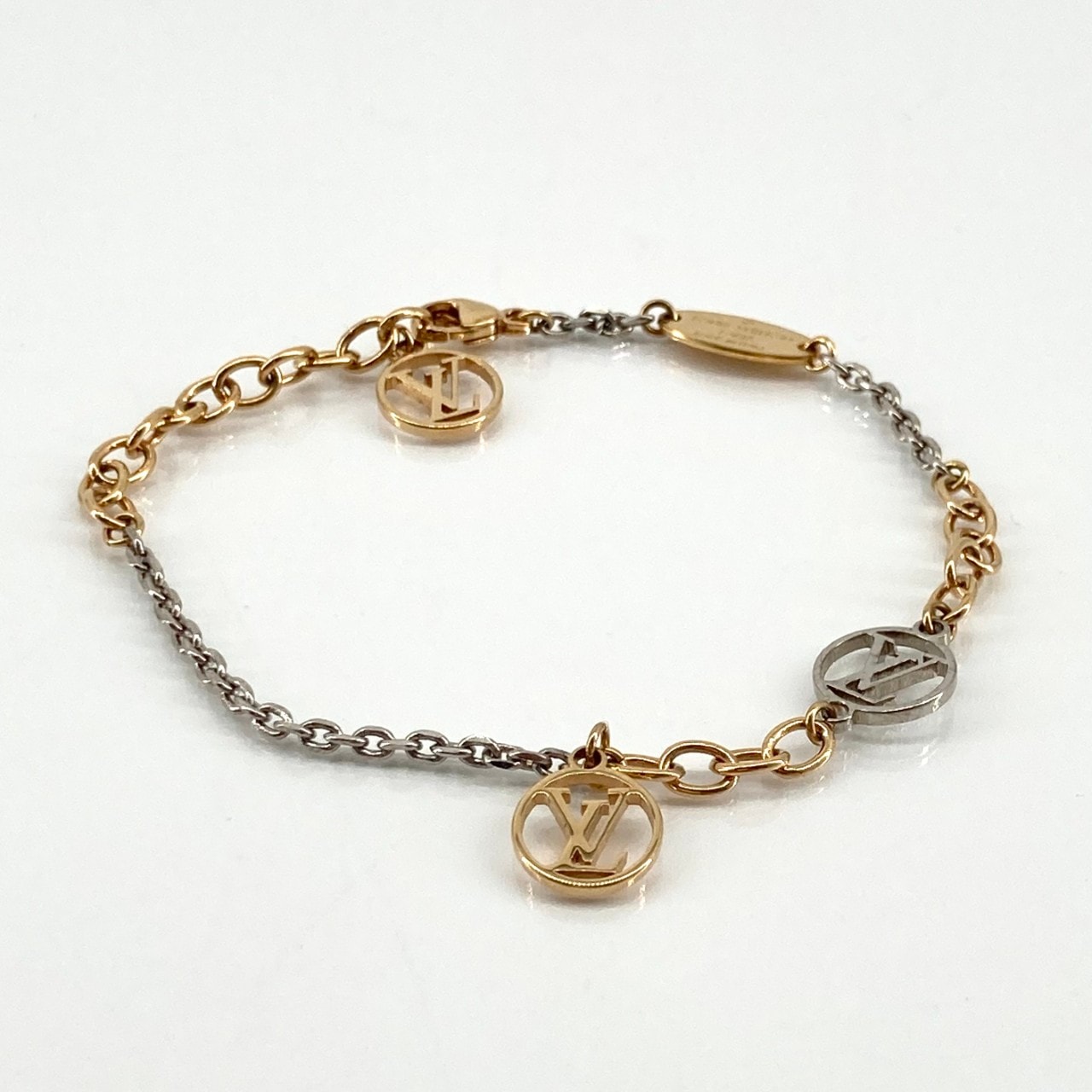 LOUIS VUITTON(ルイ・ヴィトン) ブラスレ・ロゴマニア チェーンブレスレット メタル M68077 ブレスレット ゴールド×シルバー