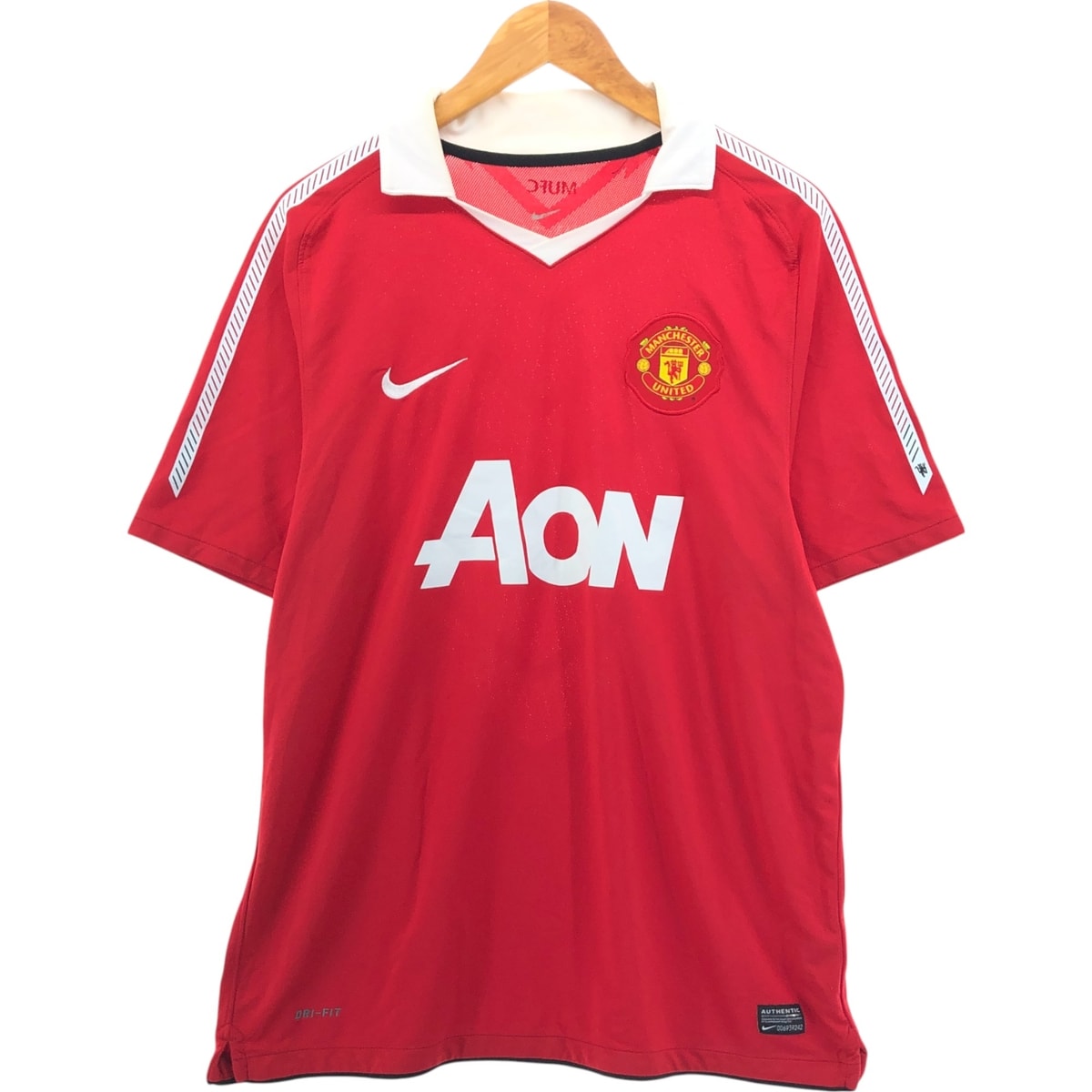 古着 ナイキ NIKE DRI-FIT PREMIER LEAGE プレミアリーグ MANCHESTER UNITED FC マンチェスターユナイテッド メッシュ オープンカラー サッカーユニフォーム ゲームシャツ メンズL相当/eaa564352