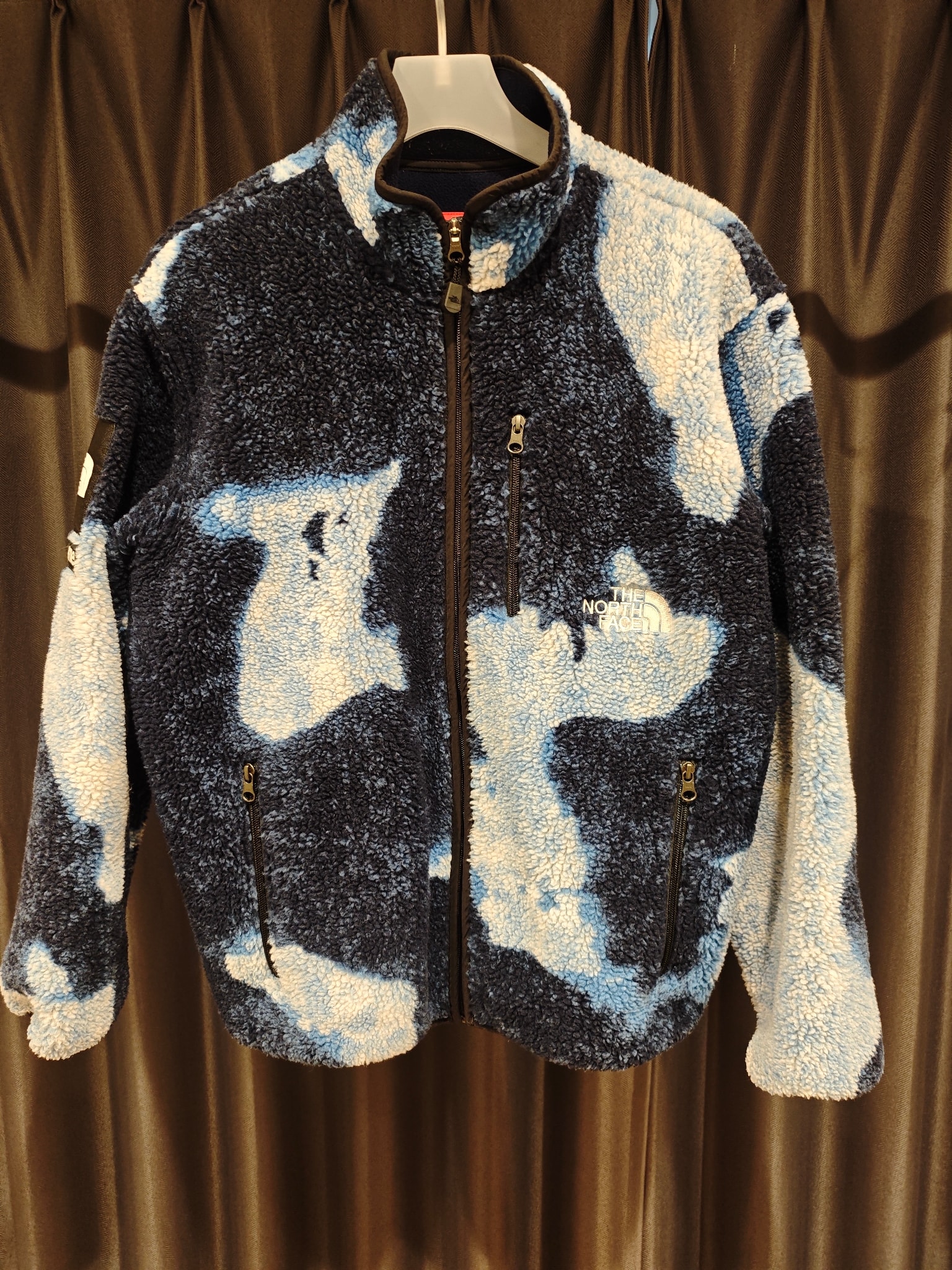 Supreme x The North Face Bleached Denim Print Fleece Jacket "Indigo"