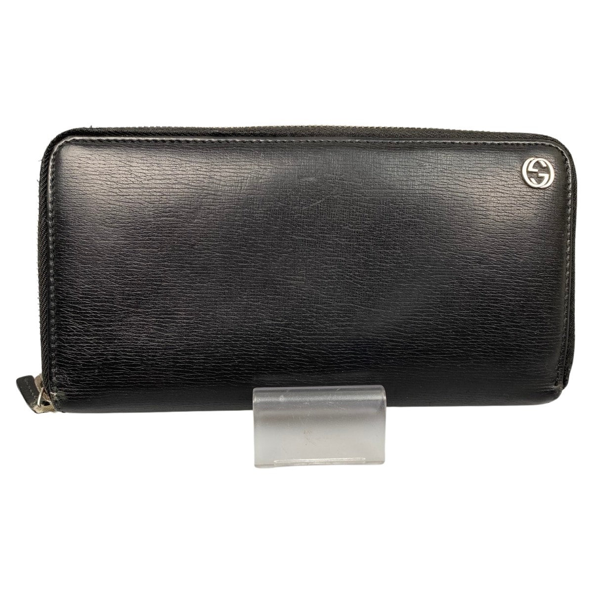 ##GUCCI グッチ ラウンドファスナー長財布 インターロッキングG 型崩れ有 309713 ブラック