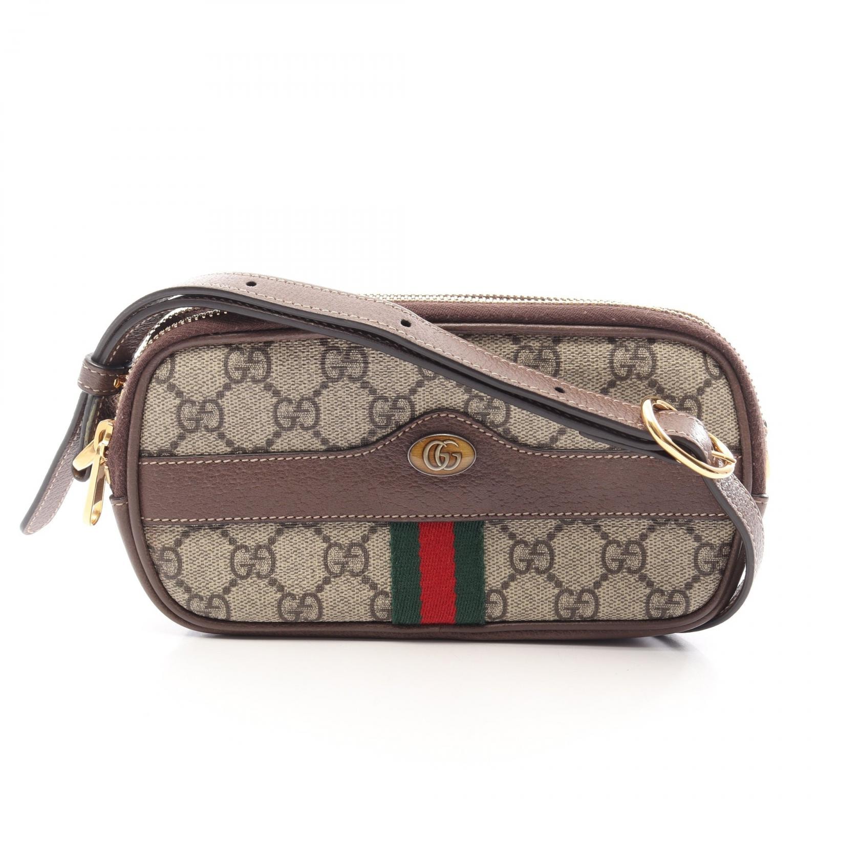 グッチ GUCCI オフィディア GGスプリーム ショルダーバッグ バッグ PVCコーティングキャンバス レザー レディース ベージュ系 / ブラウン系 546597 【中古】