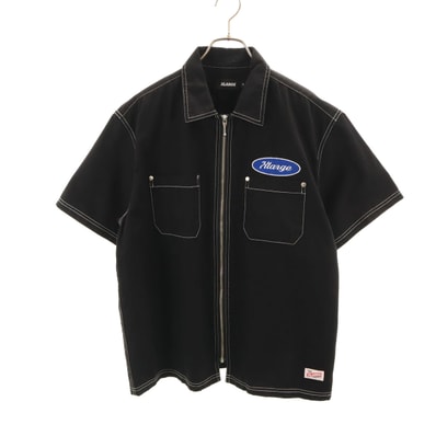 美品 XLARGE エクストララージ 半袖 ジップアップ ワークシャツ M ブラック