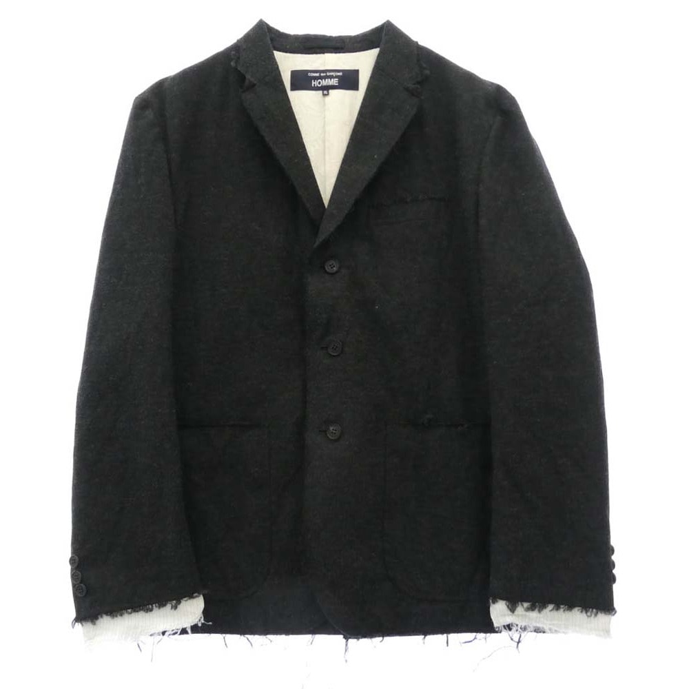 COMME des GARCONS HOMME コムデギャルソンオム ジャケット 25AW HP-J017 ウールエステル ヘリンボーン ジャケット ダークグレー系 ホワイト系 XL【中古】