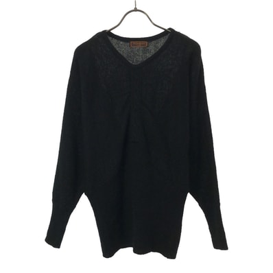 YVES SAINT LAURENT イヴサンローラン 90s オールド 長袖 Vネック ニット M ブラック セーター