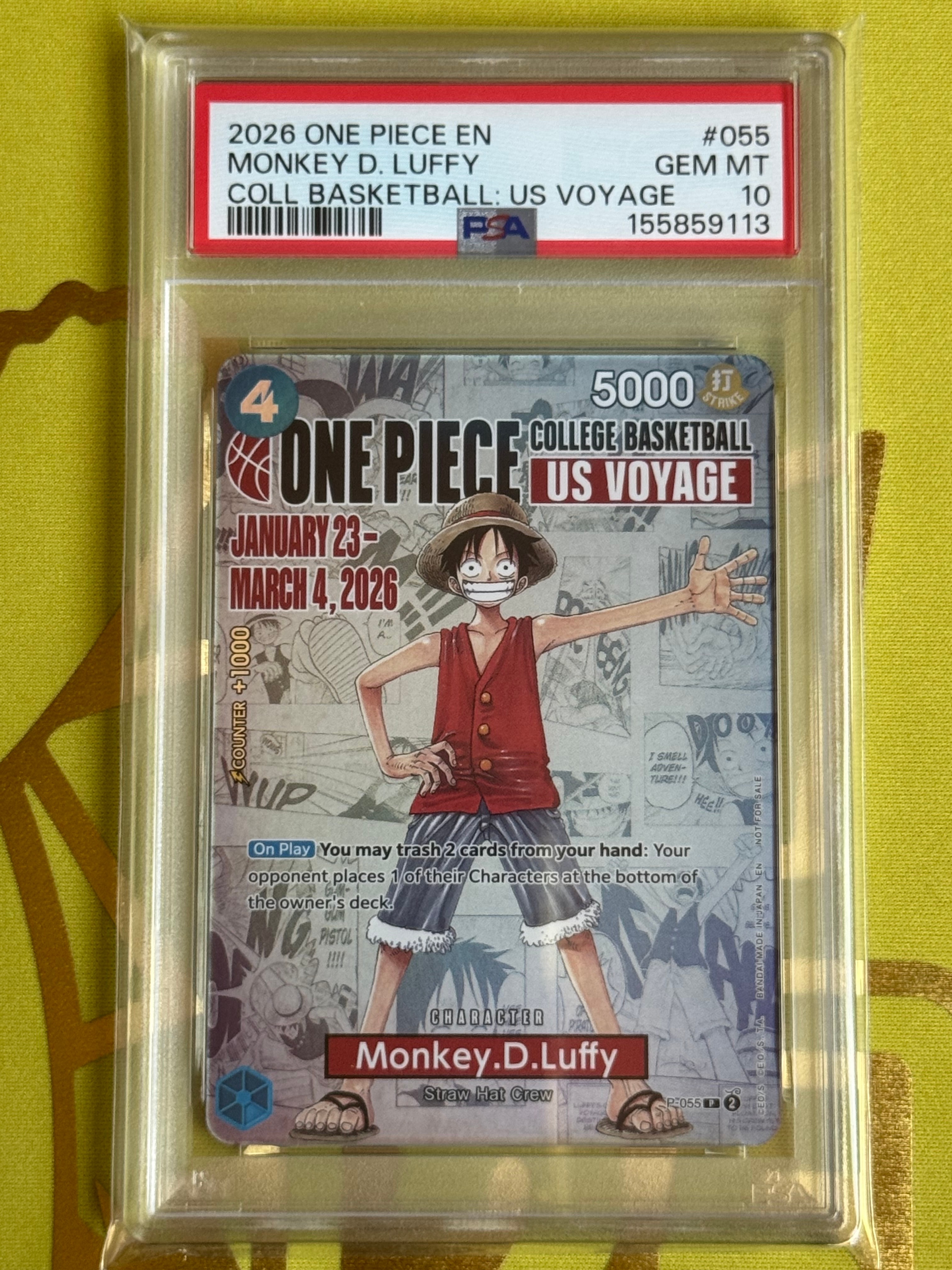 バスケ　ルフィ ONE PIECE モンキー D ルフィ　055 PSA10 PSA10】モンキー・D・ルフィ：P (開封済) [P-055]【英語版
