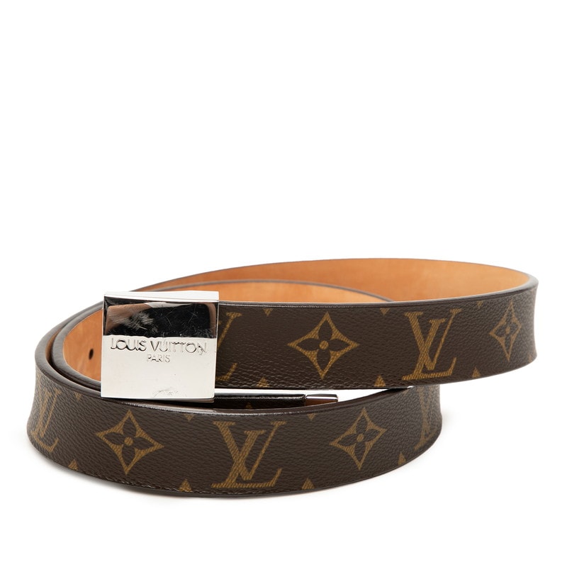 ルイ ヴィトン モノグラム サンチュール キャレ ベルト サイズ:90/36 M6801 ブラウン PVC メンズ LOUIS VUITTON 【中古】