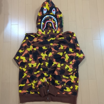 A BATHING APE 1St Camo Shark Full Zip Hoodie "Orange"