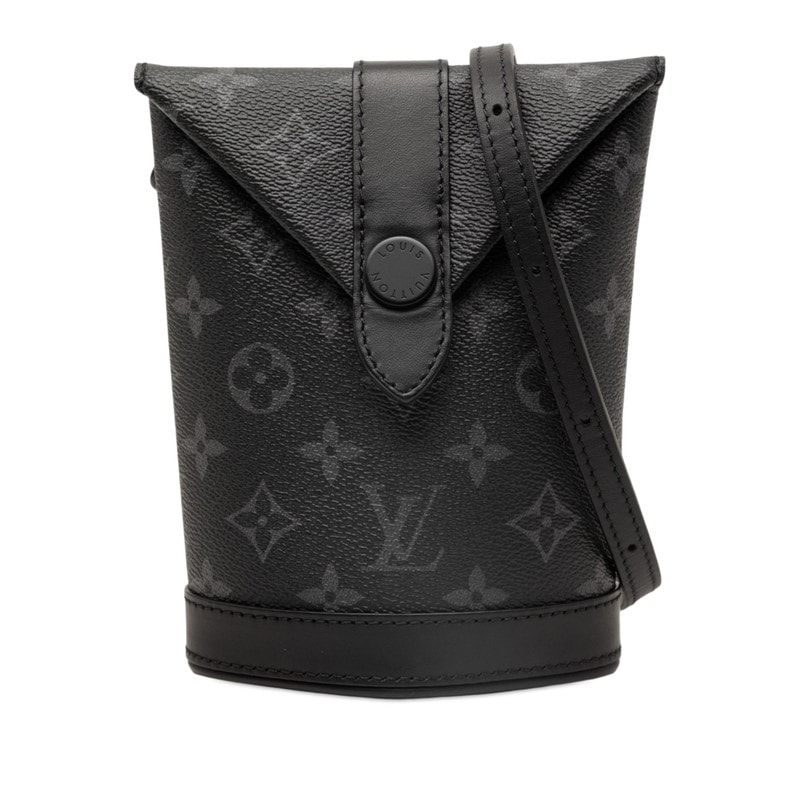 ルイ ヴィトン モノグラム エクリプス エンベロップ ポーチ ショルダーバッグ ブラック グレー PVC レザー メンズ LOUIS VUITTON 【中古】