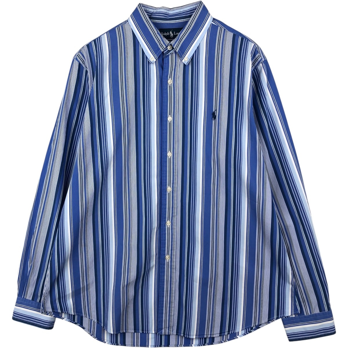 古着 ラルフローレン Ralph Lauren CUSTOM FIT マルチストライプ 長袖 ボタンダウンストライプシャツ メンズXL相当/eaa622254