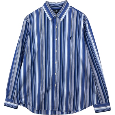 古着 ラルフローレン Ralph Lauren CUSTOM FIT マルチストライプ 長袖 ボタンダウンストライプシャツ メンズXL相当/eaa622254