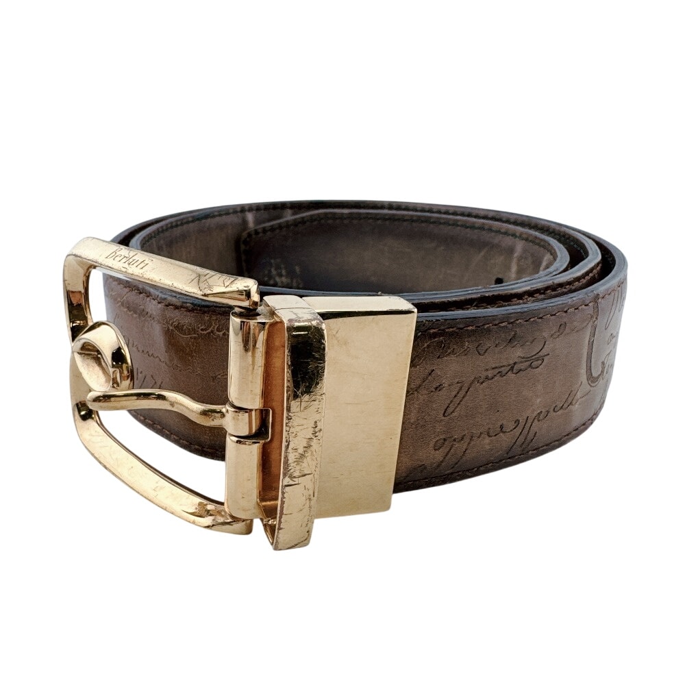 ベルルッティ Berluti ベルト Bボリュート カリグラフィ ベルト ブラウン