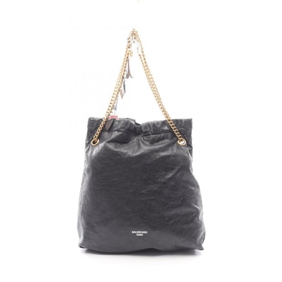 バレンシアガ BALENCIAGA CRUSH スーベニアチャーム付き トートバッグ バッグ レザー レディース ブラック系 742941 【中古】