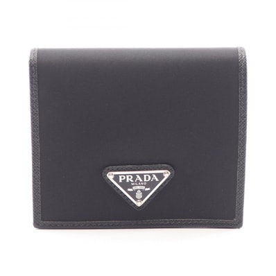 プラダ PRADA TESSUTO + SAFFIANO 札入れ 財布 ナイロン サフィアーノレザー メンズ ブラック系 2MO0042DMHF0002 【新品】