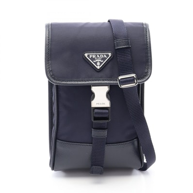 プラダ PRADA TESSUTO+SAFFIAN ショルダーバッグ バッグ ナイロン サフィアーノレザー レディース ネイビー系 / ブラック系 2ZH109 【中古】