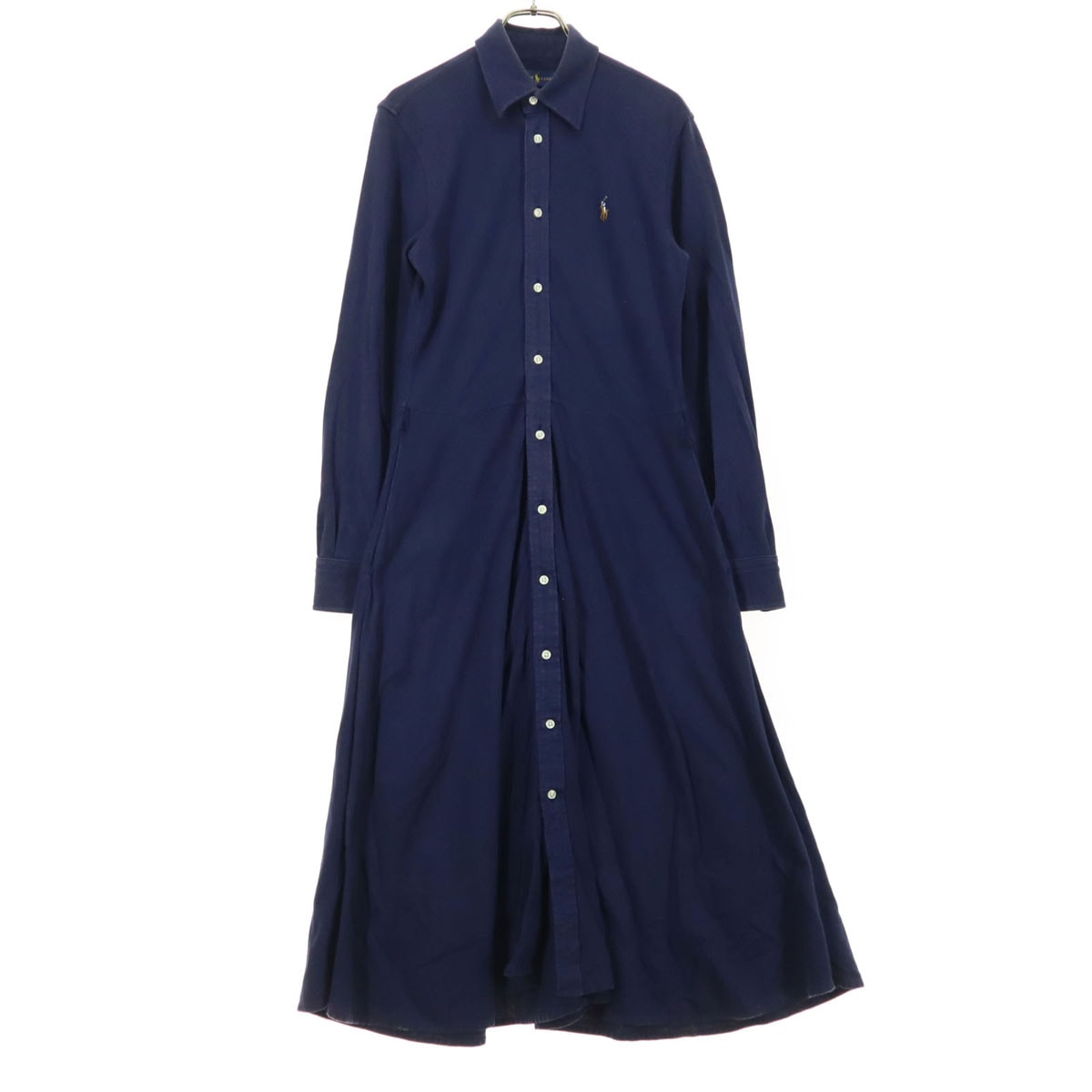 RALPH LAUREN ラルフローレン ワンポイントロゴ 長袖 シャツワンピース S ネイビー
