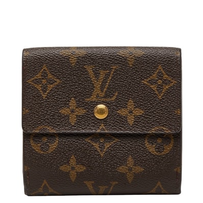 ルイ ヴィトン モノグラム ポルトフォイユ エリーズ 三つ折り財布 Wホック M61654 ブラウン PVC レザー レディース LOUIS VUITTON 【中古】