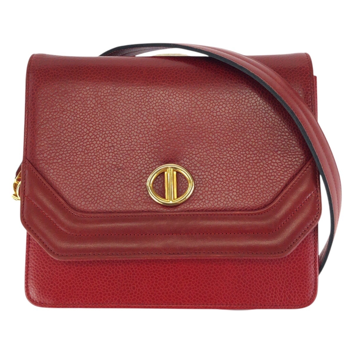 美品 Christian Dior クリスチャンディオール ヴィンテージ レッド ゴールド金具 レザー ショルダーバッグ ポシェット 602311 【中古】