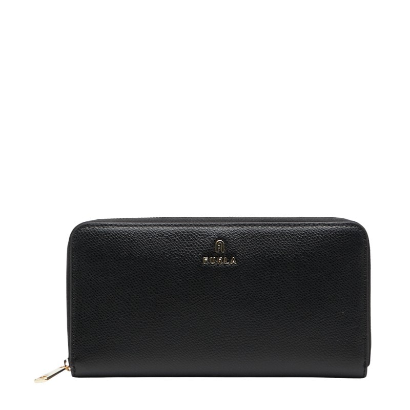 フルラ - ラウンドファスナー 長財布 ブラック レザー レディース Furla 【中古】
