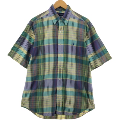 古着 ラルフローレン Ralph Lauren GOLF TILDEN 半袖 ボタンダウン チェックシャツ メンズM相当/eaa548618
