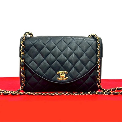 CHANEL シャネル マトラッセ ココマーク ラムスキン ショルダーバッグ ネイビー
121-3