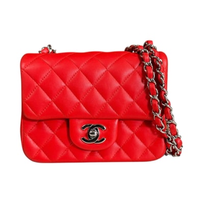 シャネル ミニマトラッセ ショルダーバッグ レザー レッド レディース CHANEL 中古