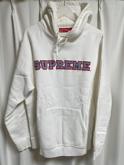 Supreme Cord Collegiate Logo Hooded Sweatshirt "White"