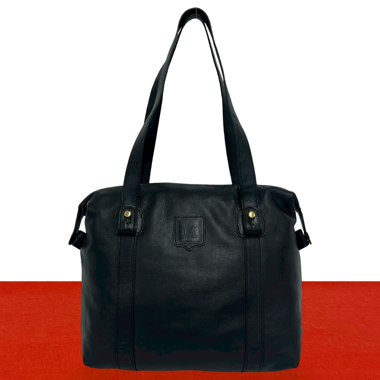 CELINE セリーヌ トリオンフ ロゴ レザー トートバッグ ブラック
 34512