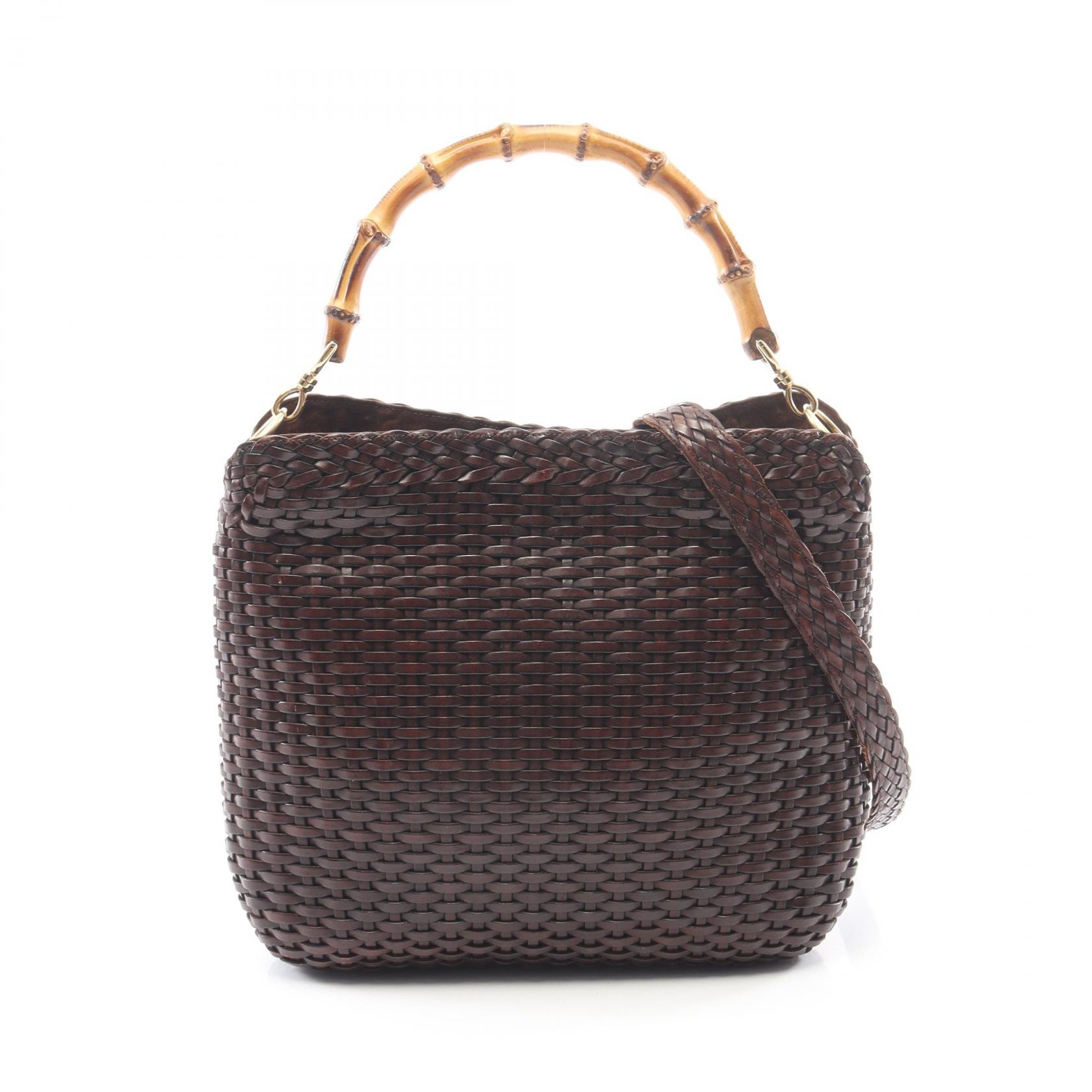 グッチ GUCCI バンブー 2WAY ハンドバッグ バッグ レザー レディース ブラウン系 001・0166・1638 【中古】