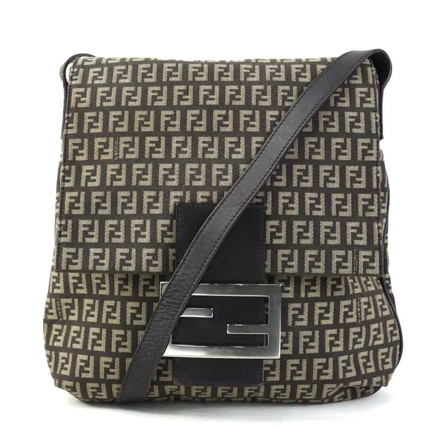 フェンディ FENDI 斜め掛けショルダーバッグ ズッキーノ キャンバス/レザー ブラウン シルバー メンズ 2288-8BT127【中古】 e60332g