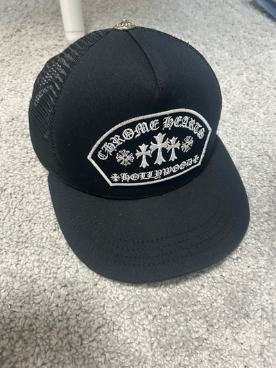 Chrome Hearts Trucker Cap Fabric Front 3 Cross Camouflage "Black/White"