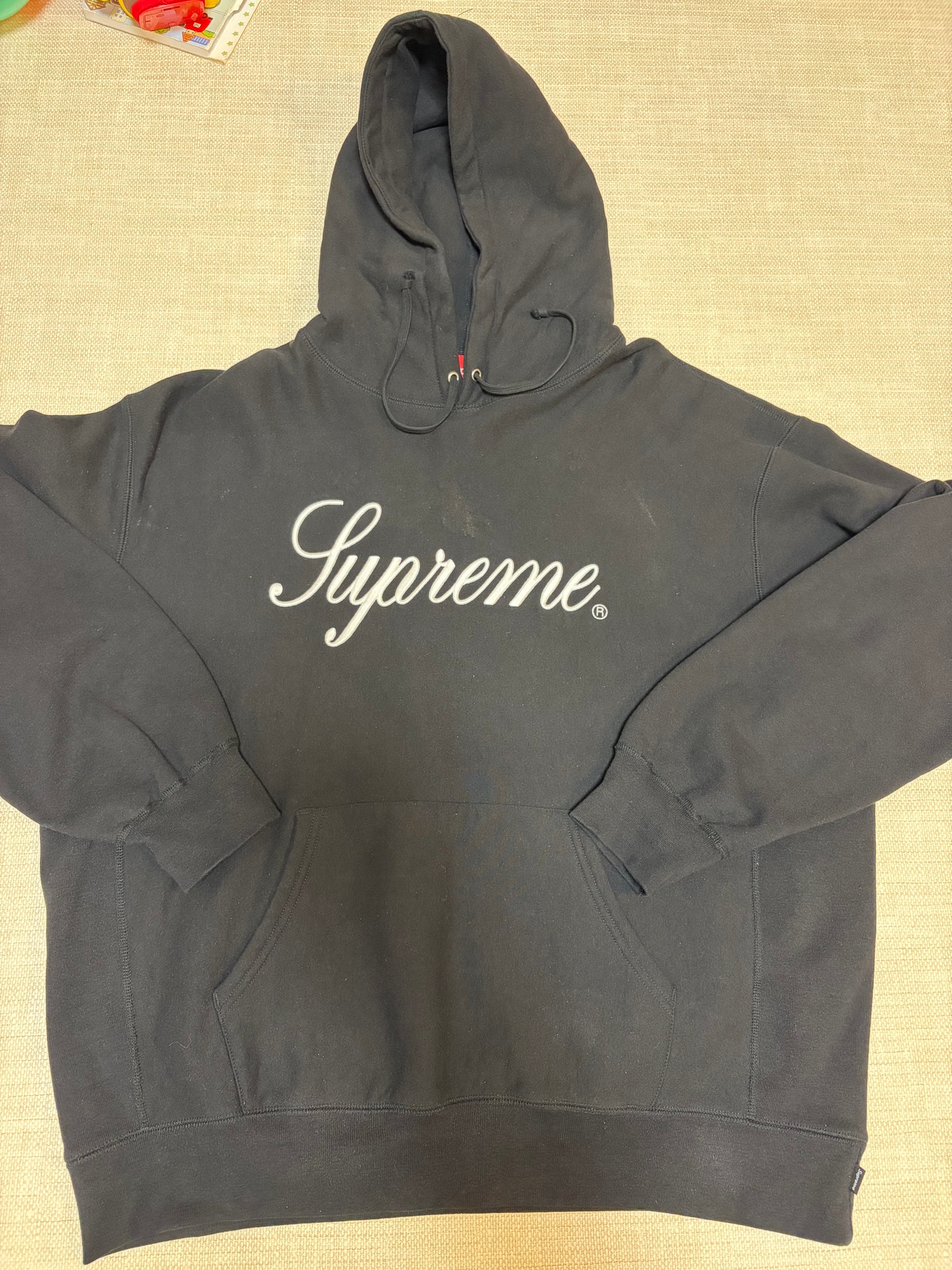Supreme Raised Script Hooded Sweatshirt "Black"