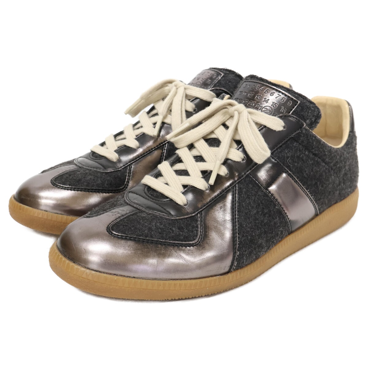 メゾンマルジェラ 【美品】22 ジャーマントレーナー ウール/レザー スニーカー 42