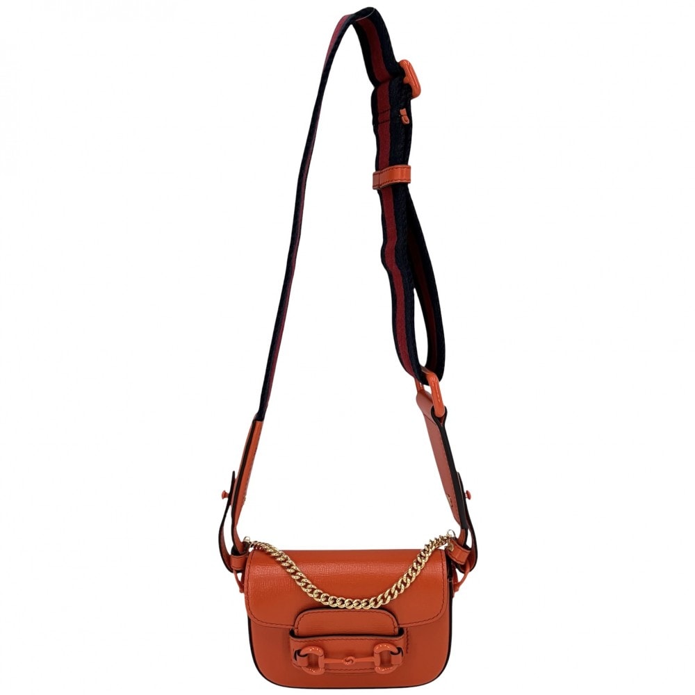 GUCCI グッチ 2WAY ミニホースビット1955 ミニハンドバッグ ショルダーバッグ 肩掛け 斜め掛け 726863 レザー    オレンジ ゴールド金具 レディース 美品【中古品】