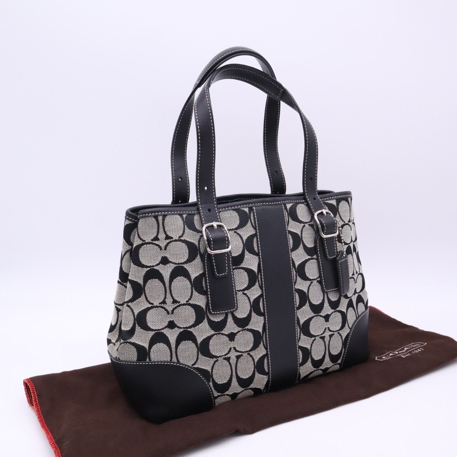 COACH コーチ シグネチャー ハンドバッグ 6336 ハンドバッグ ブラック グレー シグネチャー レディース
