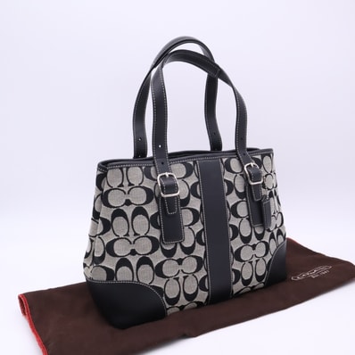 COACH コーチ シグネチャー ハンドバッグ 6336 ハンドバッグ ブラック グレー シグネチャー レディース