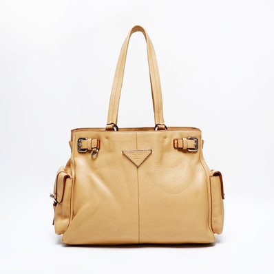 プラダ PRADA レザー ヴィッテロ ダイノ トートバッグ【中古】
