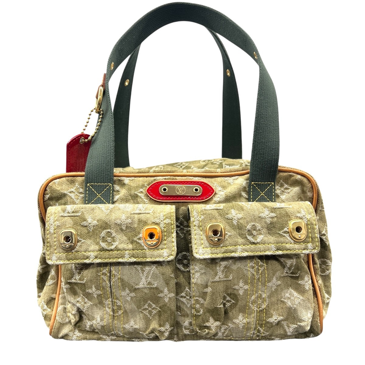 LOUIS VUITTON 希少 美品 ルイヴィトン ジャスミン モノグラムデニム カモフラージュ ハンドバッグ ミニボストン M95772 デニム レザー FL1068 カーキ Y2K 村上隆 ヴィンテージ LV ABランク 中古 鑑定済 ヴィトンバッグ