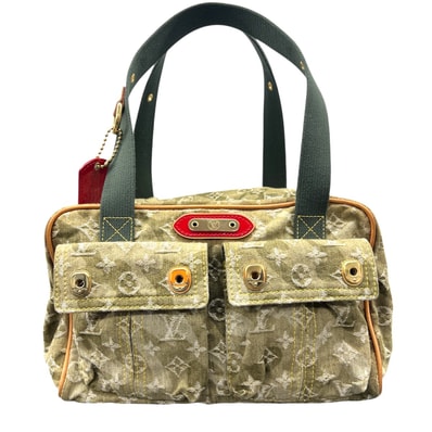 LOUIS VUITTON 希少 美品 ルイヴィトン ジャスミン モノグラムデニム カモフラージュ ハンドバッグ ミニボストン M95772 デニム レザー FL1068 カーキ Y2K 村上隆 ヴィンテージ LV ABランク 中古 鑑定済 ヴィトンバッグ