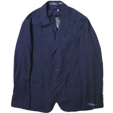 新品 POLO RALPH LAUREN ポロ・ラルフローレン 24SS Polo ソフトモダン シアサッカー スーツジャケット MNPOSPC27620530 M ネイビー 2B テーラード 定価78,100円 アウター g16725