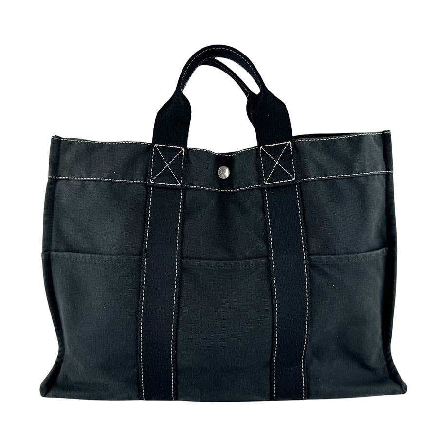 エルメス HERMES ハンドバッグ ドーヴィルMM キャンバス ブラック ユニセックス【中古】 z10514