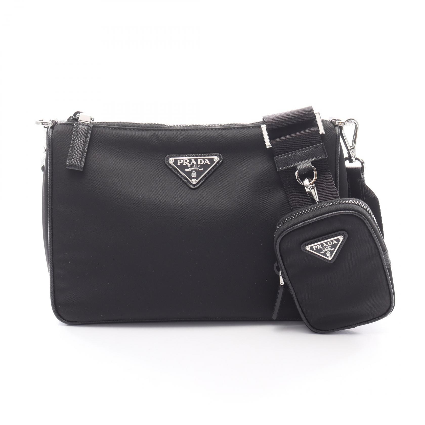 プラダ PRADA TESSUTO SAFFIANO ショルダーバッグ バッグ ナイロン サフィアーノレザー メンズ レディース ブラック系 2VH1132DMHF0002 【新品】