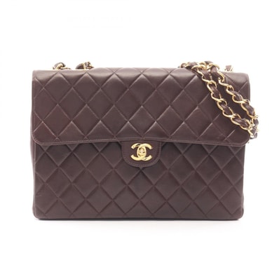 シャネル CHANEL デカマトラッセ 30 シングルフラップ ショルダーバッグ バッグ ラムスキン(羊革) レディース ブラウン系 【中古】