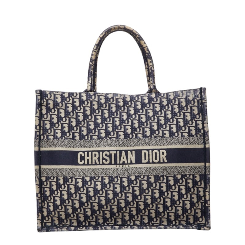 ディオール オブリーク ブックトート トートバッグ ハンドバッグ ネイビー キャンバス レディース Dior 中古