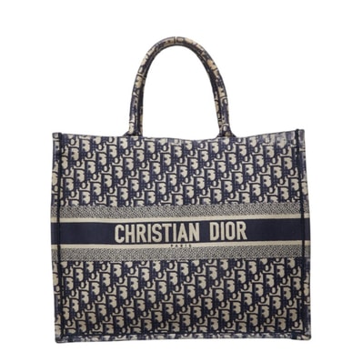 ディオール オブリーク ブックトート トートバッグ ハンドバッグ ネイビー キャンバス レディース Dior 中古
