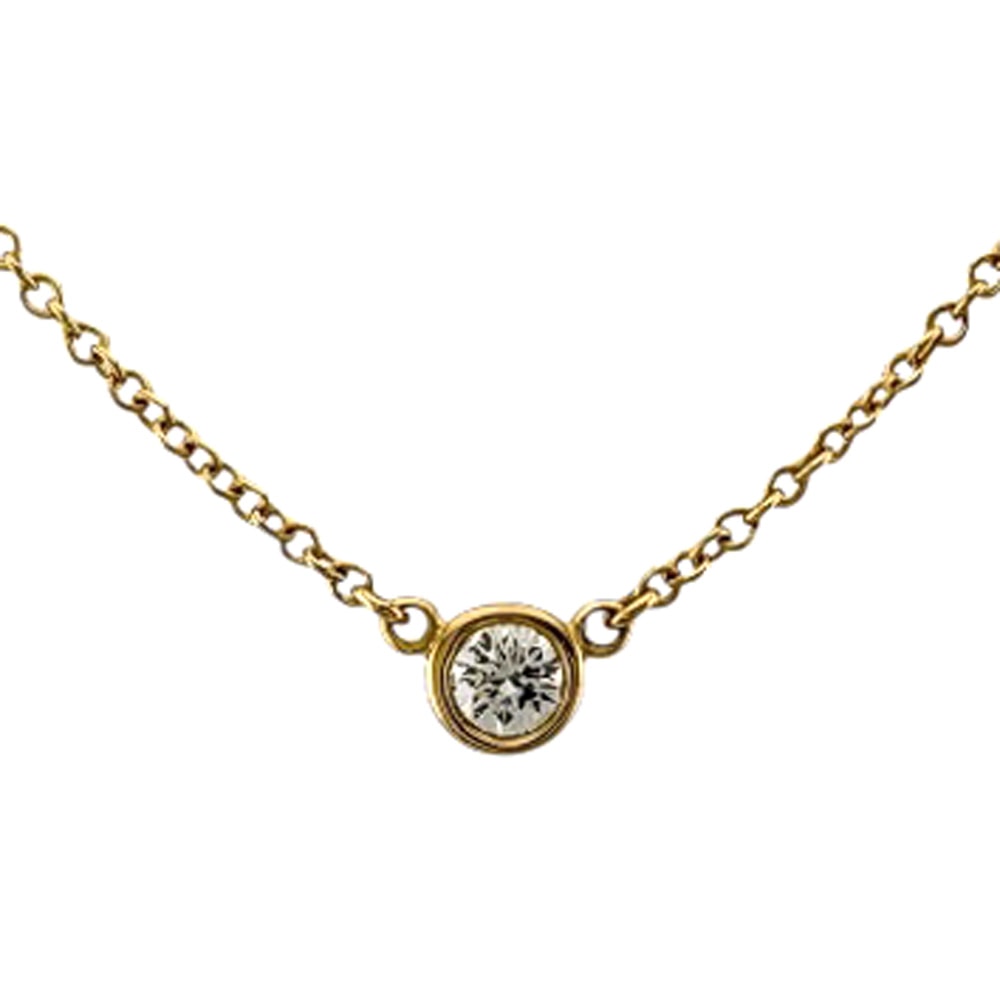 ティファニー バイザヤード 約0.05ct ネックレス 18金 K18イエローゴールド ダイヤモンド レディース TIFFANY&Co.  中古