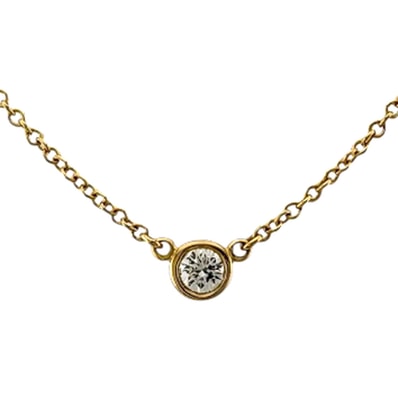 ティファニー バイザヤード 約0.05ct ネックレス 18金 K18イエローゴールド ダイヤモンド レディース TIFFANY&Co. 中古