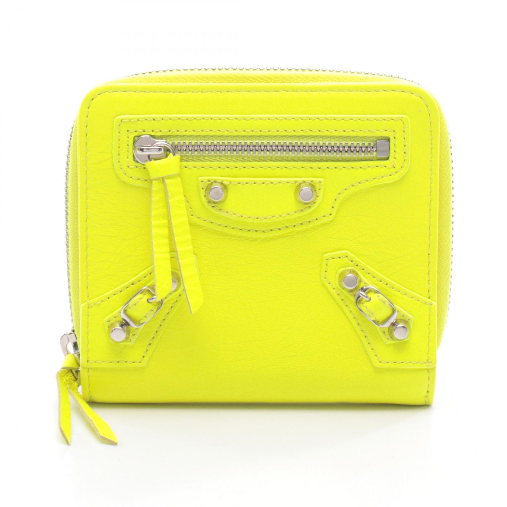 バレンシアガ BALENCIAGA CLASSIC BILLFOLD ZIP クラシック ラウンド財布 財布 レザー レディース イエロー系 310699 【中古】