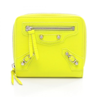 バレンシアガ BALENCIAGA CLASSIC BILLFOLD ZIP クラシック ラウンド財布 財布 レザー レディース イエロー系 310699 【中古】